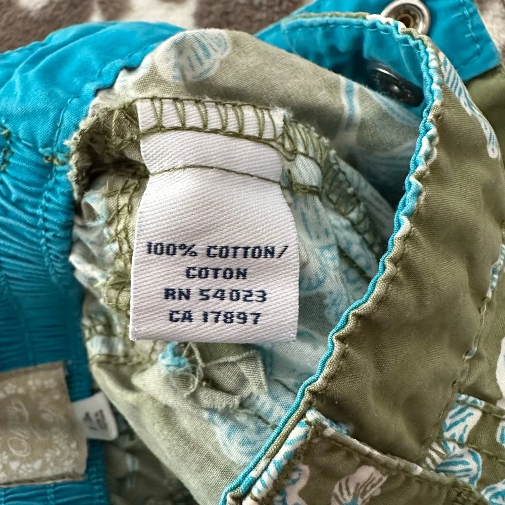 Old Navy Floral Print Convertible Utility Pants in Green Blue Size 6-12 Months